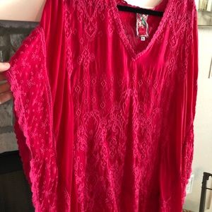 Elegant Red Lace Women's Top